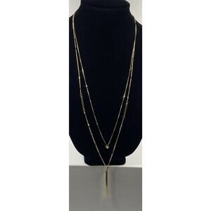 Lauren Conrad 2 Layer Cube & Stick Pedant Necklace Trendy Dainty Long